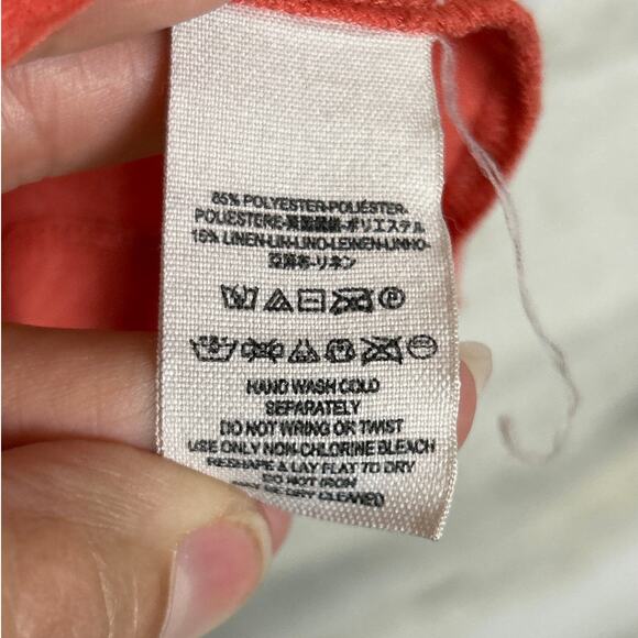 P+S+ Women’s M/L Lightweight Coral Scoop Neck Linen Blend Boho Casual Top Blouse - Picture 6 of 7